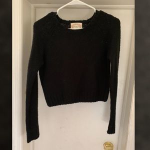 crop black fuzzy sweater